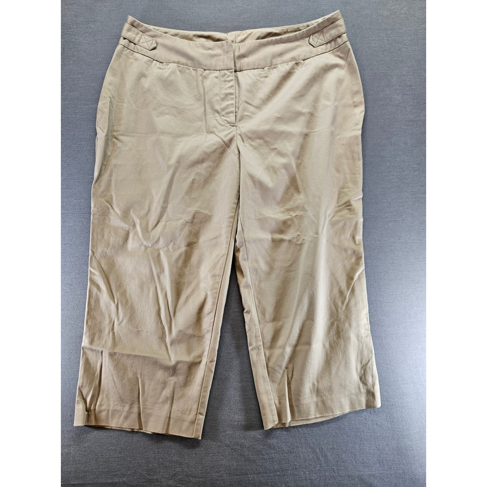 Worthington Woman Modern Fit Khaki Capri Pants Tan Cropped Trousers Size 16W